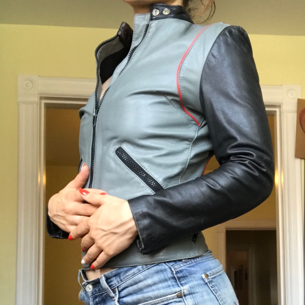 (Sold elsewhere) Genuine leather biker jacket